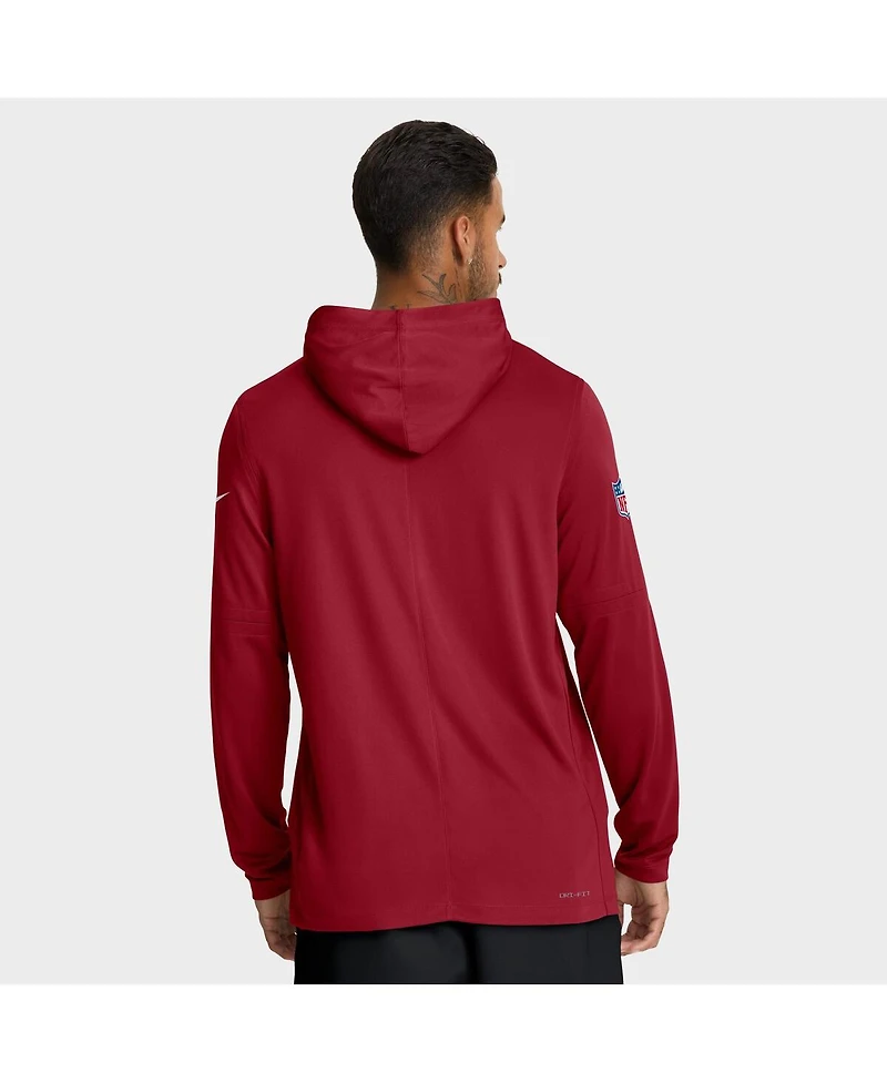 Nike Men's Cardinal Arizona Cardinals Sideline Pure Fury Performance Long Sleeve Hoodie T-Shirt