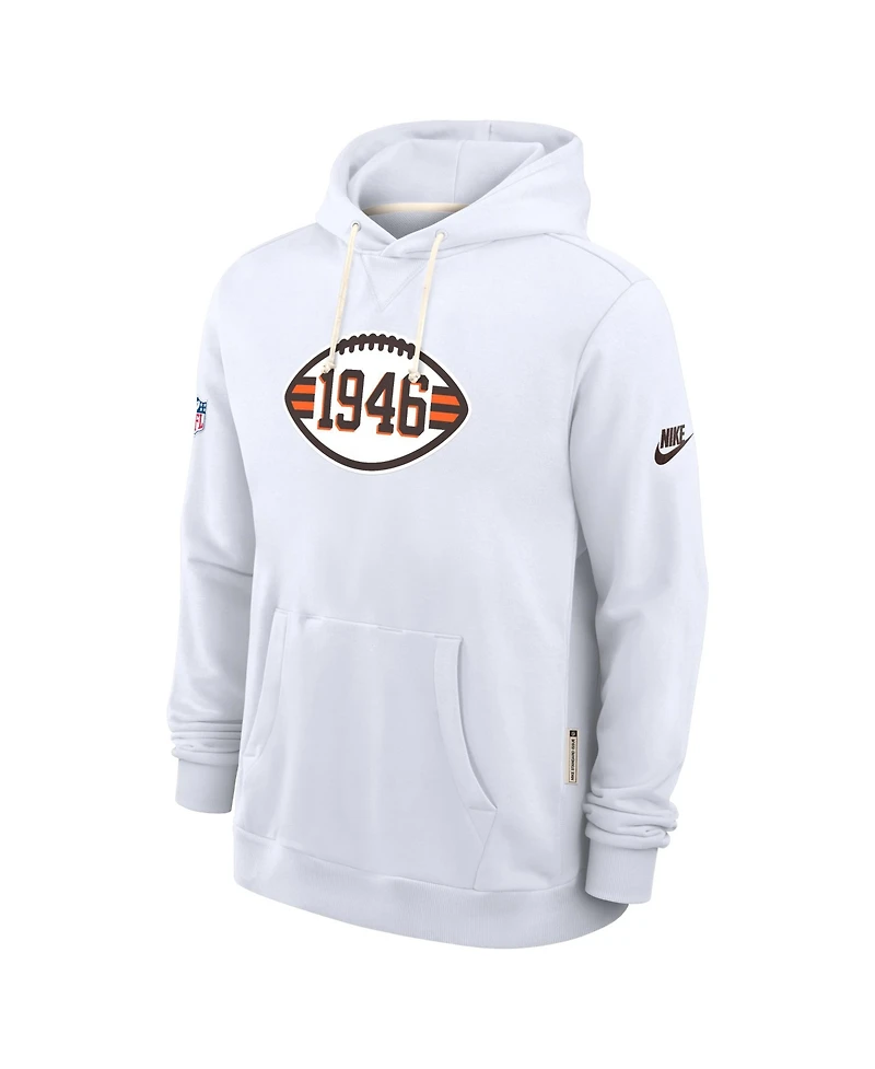Nike Men's White Cleveland Browns Sideline Offensive Set Play Performance Pullover Hoodie