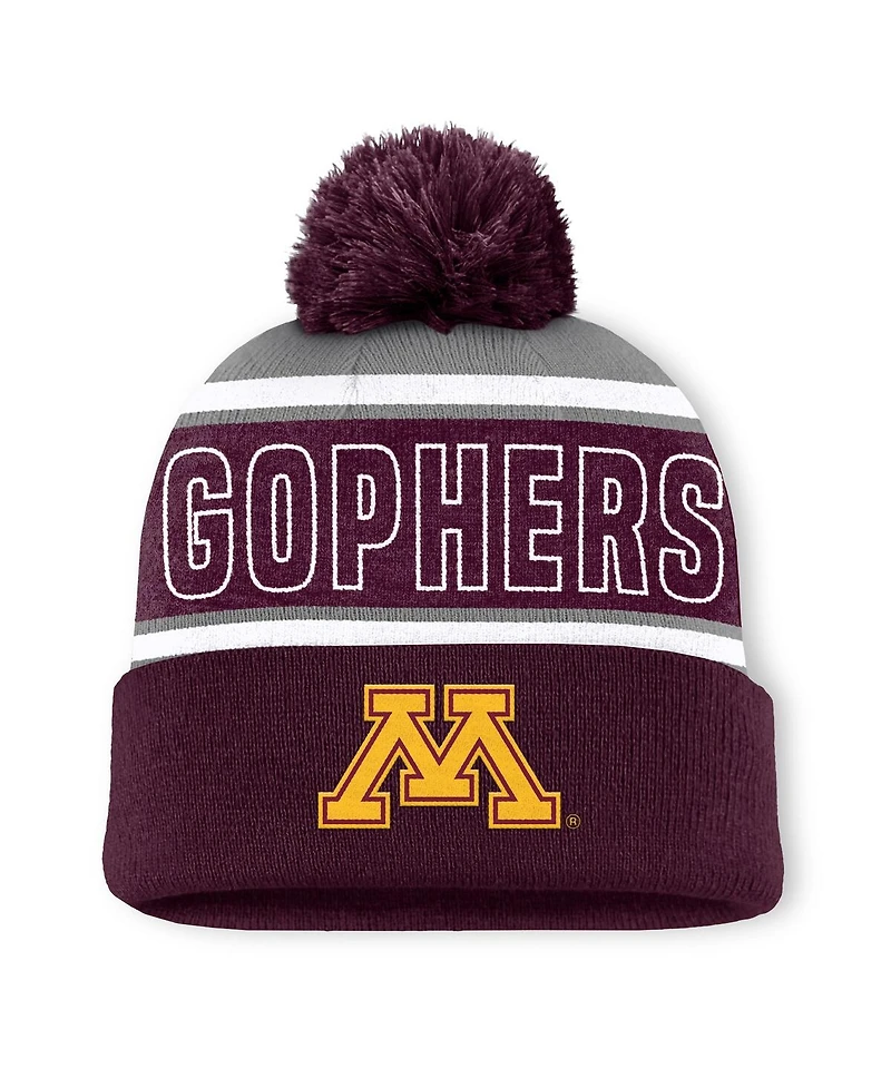 Top of the World Men's Maroon Minnesota Golden Gophers Two-Tone Cuffed with Pom Knit Hat