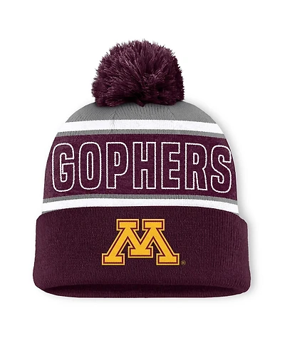 Top of the World Men's Maroon Minnesota Golden Gophers Two-Tone Cuffed with Pom Knit Hat