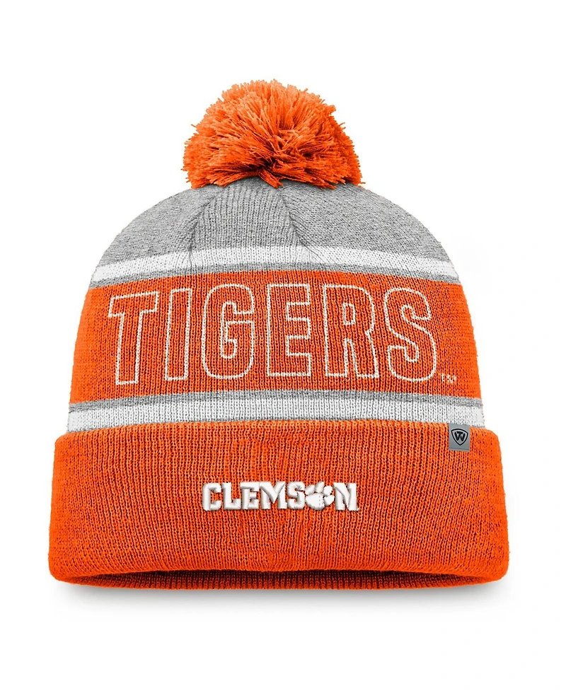Top of the World Men's Orange Clemson Tigers Two-Tone Cuffed with Pom Knit Hat