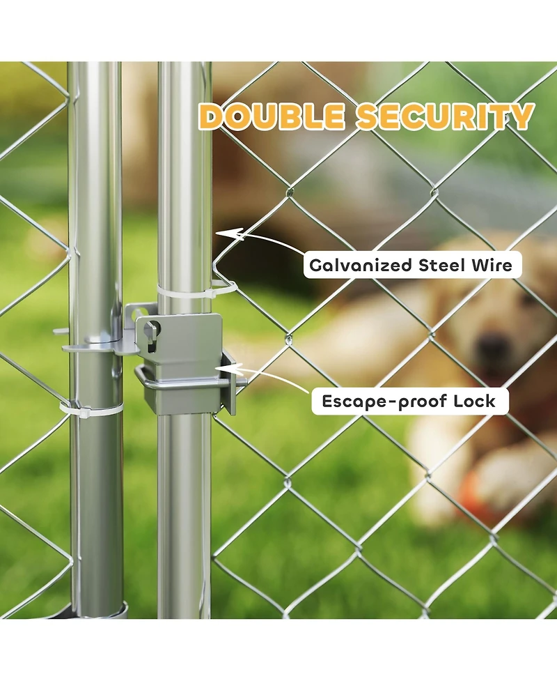 PawHut Extra Large Outdoor Dog Kennel with Adjustable & Rotatable Bowl Rack