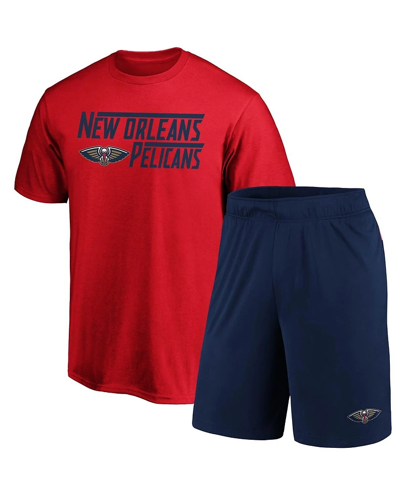 Fanatics Men's 2-Piece Red/Navy New Orleans Pelicans T-Shirt and Shorts Combo Pack