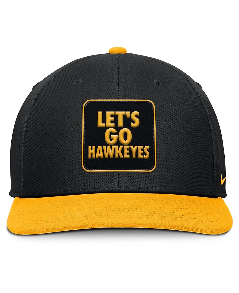 Nike Men's Black/Gold Iowa Hawkeyes 2025 Sideline Campus Pro Local Snapback Hat