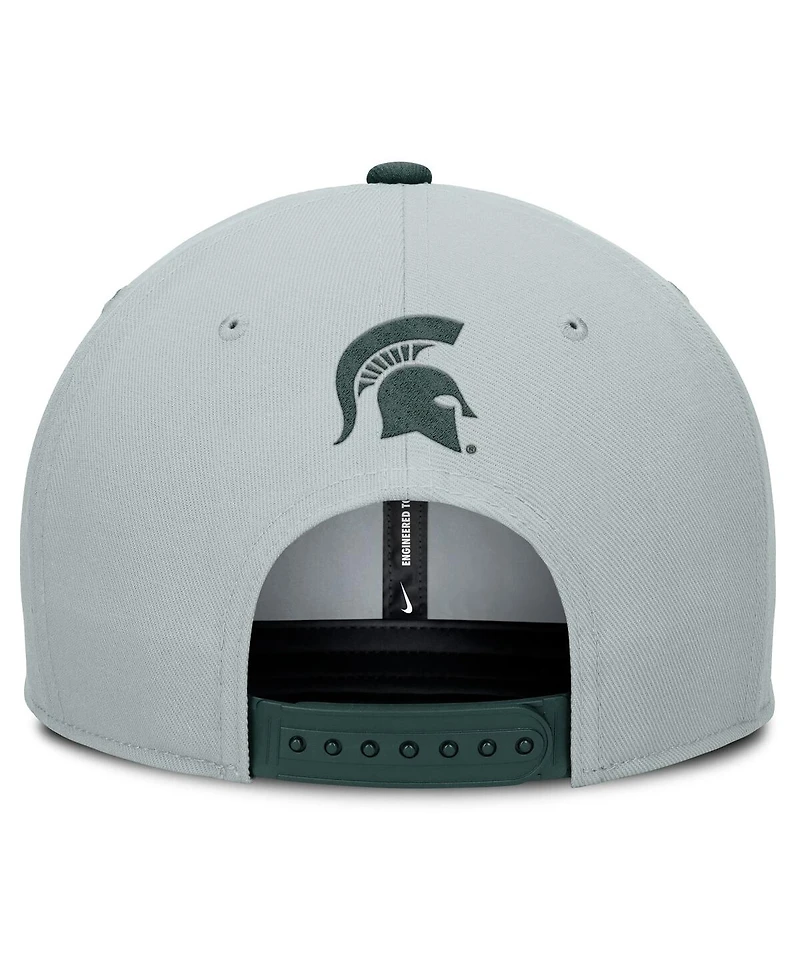 Nike Men's Gray/Green Michigan State Spartans 2025 Sideline Campus Pro Local Snapback Hat