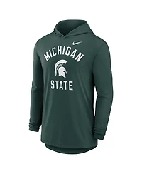 Nike Men's Green Michigan State Spartans Classic Arch Tri-Blend Performance Long Sleeve Hoodie T-Shirt