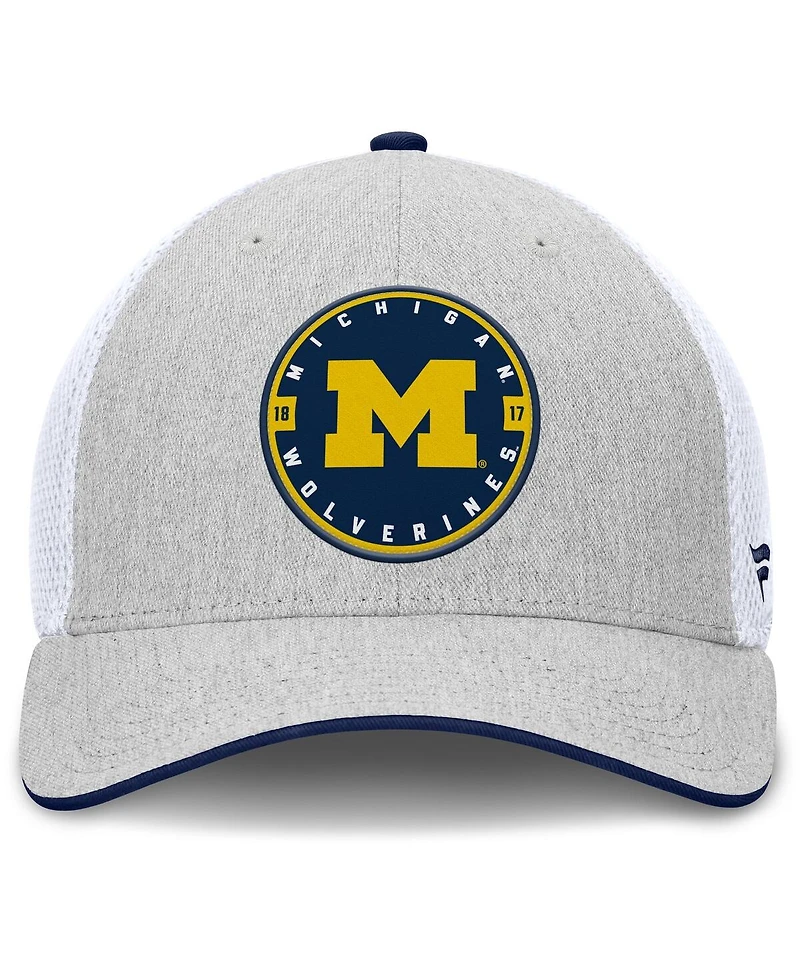 Fanatics Men's Heather Gray/White Michigan Wolverines Trigger Flex Hat