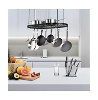 Slickblue Pot and Pan Wall Rack with 12 Hooks, Heavy-Duty Mount for Kitchen Organization