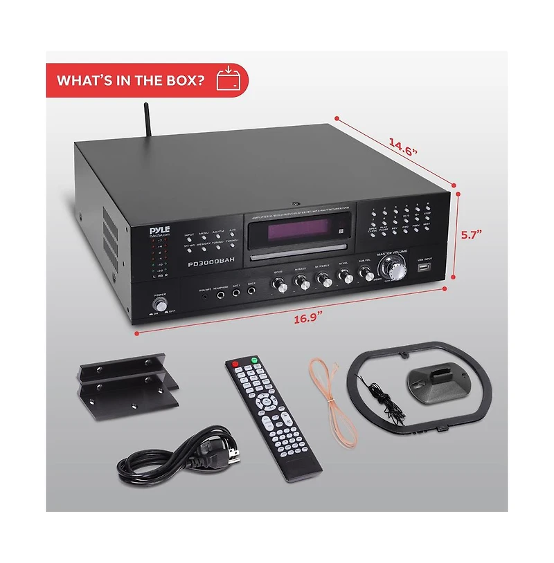Pyle Wireless Bt Streaming Home Theater Amplifier with Cd/Dvd Player, Am/Fm Radio, Hdmi/MP3/Usb Reader (4000 Watt)