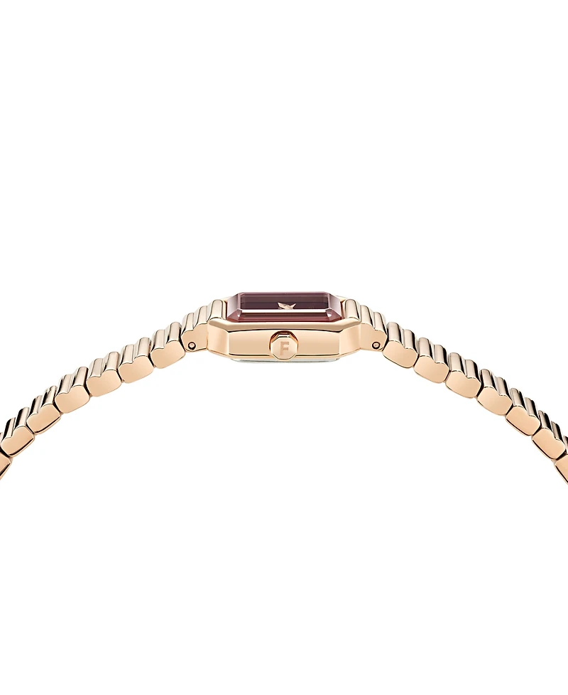 Ferragamo Women's Swiss Crystal Petite Rose Gold Ion Plated Bracelet Watch 15x20mm