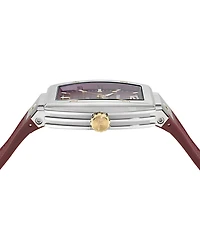 Ferragamo Men's Swiss F-80 Tonneau Burgundy Polyurethane Strap Watch 42mm