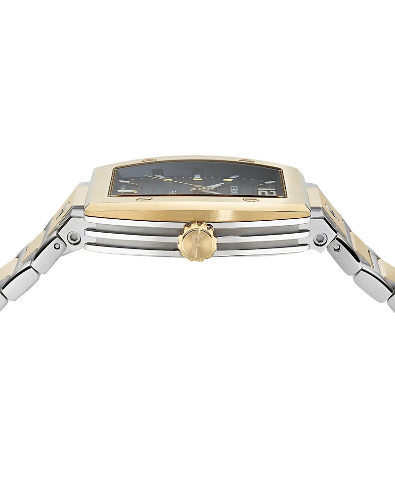 Ferragamo Men's Swiss F-80 Tonneau Two-Tone Stainless Steel Bracelet Watch 42mm