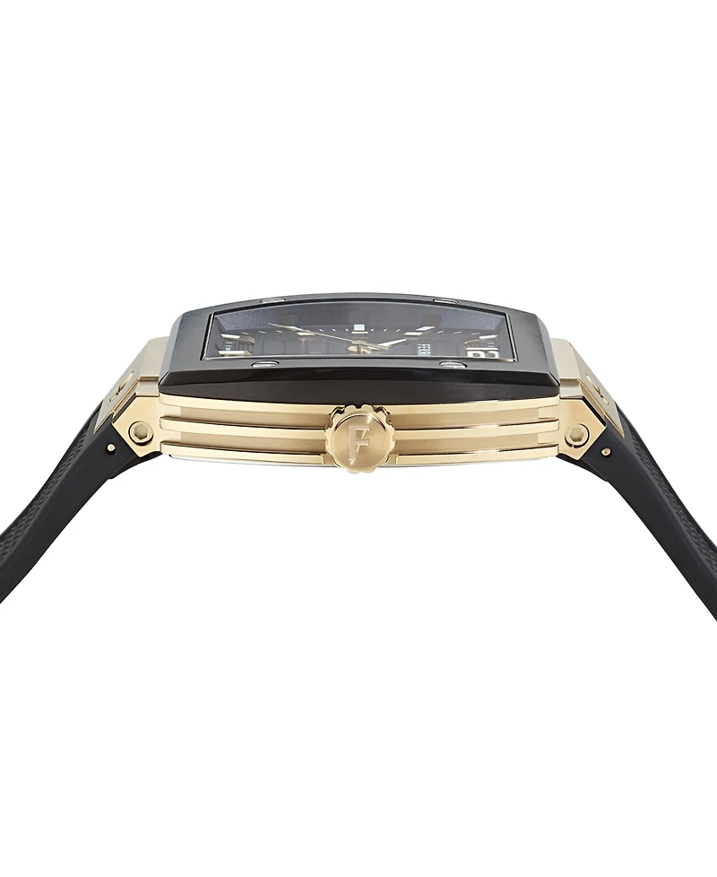 Ferragamo Men's Swiss F-80 Tonneau Black Polyurethane Strap Watch 42mm