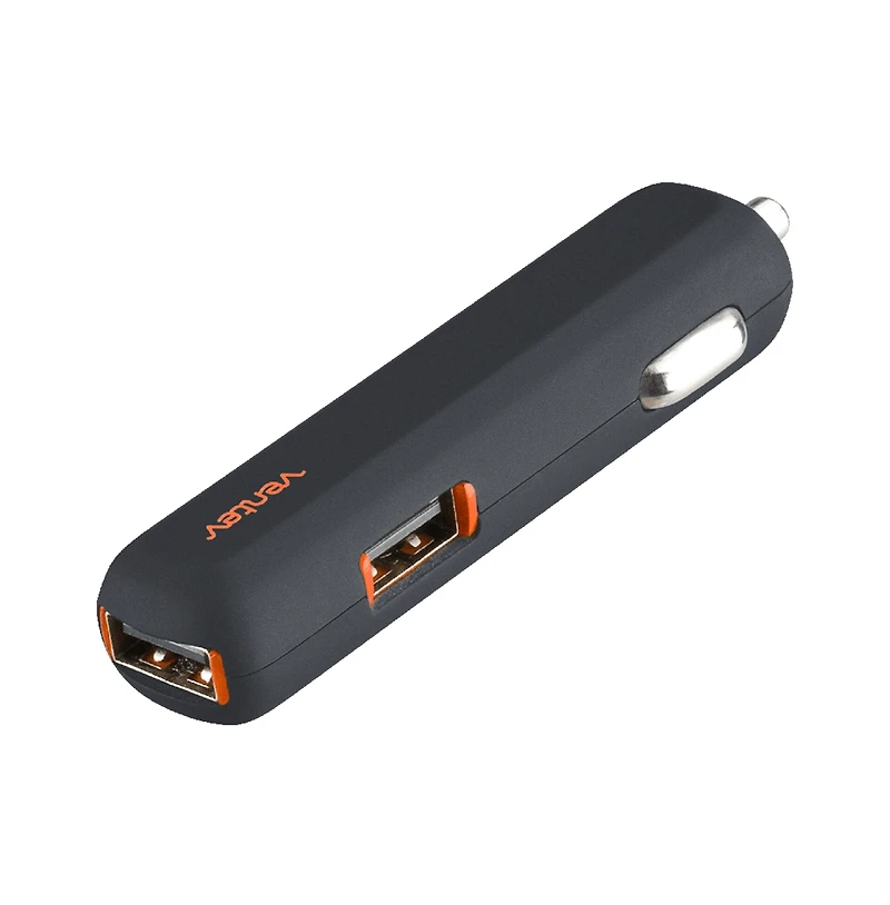 Ventev 24W Ultrafast Usb A Dual Mini Car Charger and Usb A to Micro Usb Cable-Gray