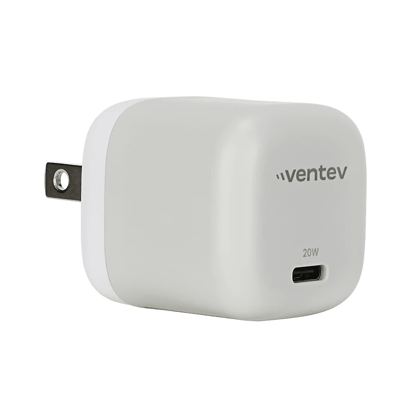 Ventev 20W Ultrafast Usb C Universal Mini Wall Charger and Usb C to Apple Lightning Cable-Gray