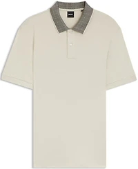 Boss by Hugo Men's Patterned Collar Pima-Cotton Polo Shirt