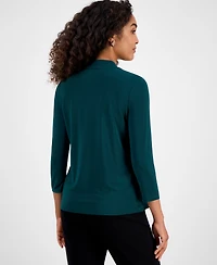 Kasper Women's Knot-Front 3/4-Sleeve Blouse, Regular & Petite