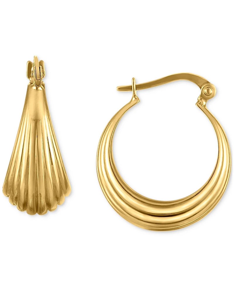Macy's Polished Graduated Ribbed Small Hoop Earrings