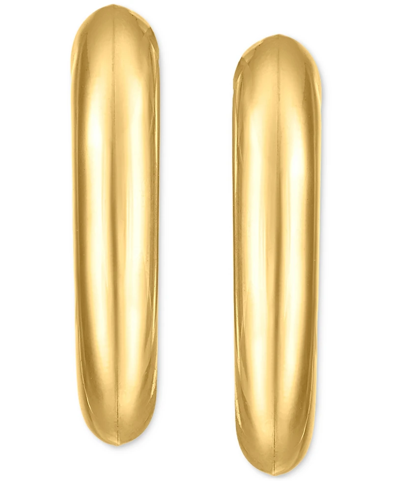 Polished J-Hoop Extra Small Huggie Hoop Earrings in 10k Gold, 0.375"