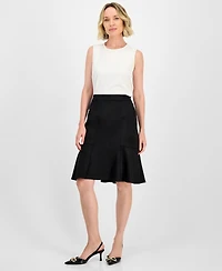 Kasper Faux-Suede Flared Pull-On Skirt, Regular & Petites
