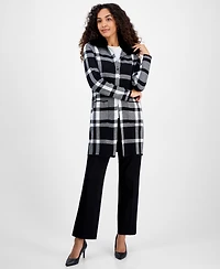 Kasper Women's Plaid Faux-Fur-Collar Coatigan
