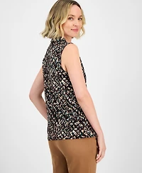 Kasper Women's Floral-Print Hidden-Placket Blouse