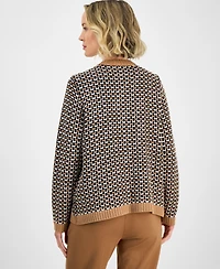 Kasper Women's Textured Contrast-Trim Cardigan, Regular & Petite