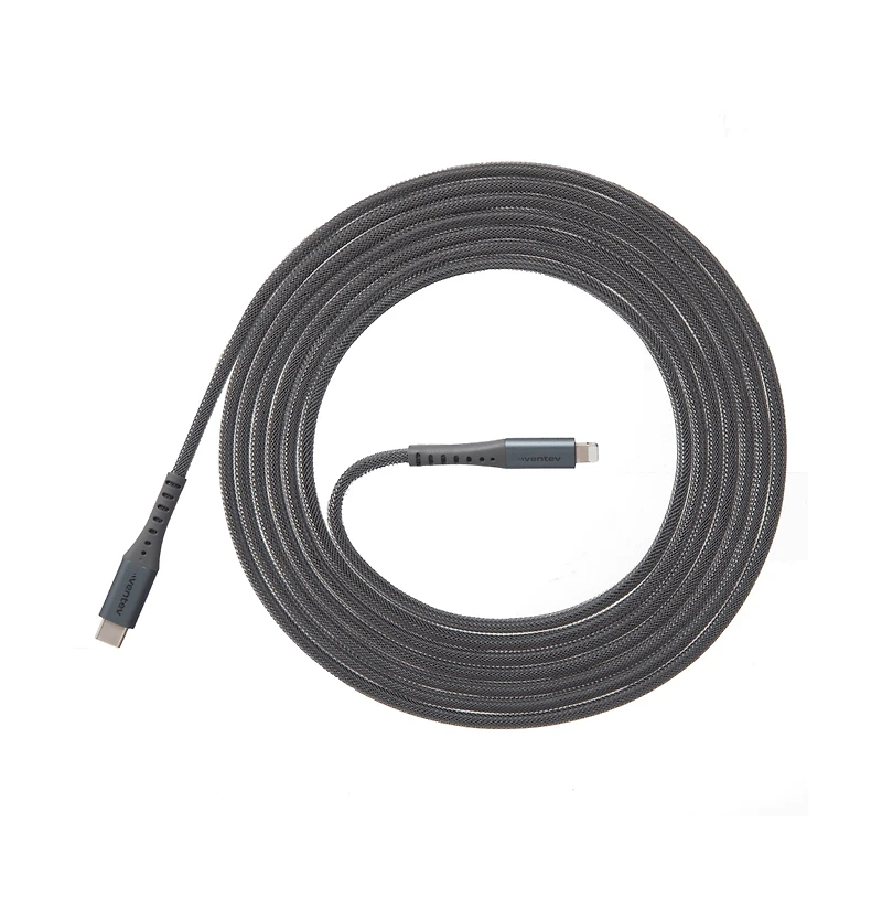 Ventev Alloy Usb C to Apple Lightning High Speed Ultradurable 10 Foot Cable-Gray