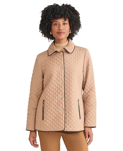 Jones New York Women's Quilted Snap Front Long Sleeve Jacket