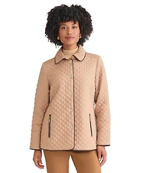 Jones New York Women's Quilted Snap Front Long Sleeve Jacket