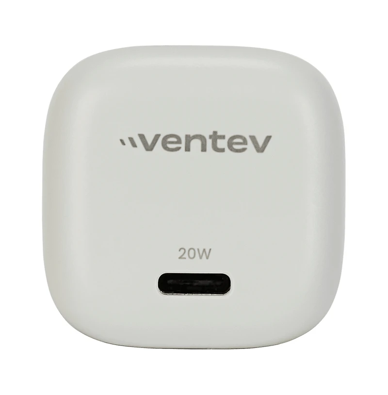 Ventev 20W Ultrafast Usb C Universal Mini Wall Charger and Usb C to Apple Lightning High Speed Cable-White