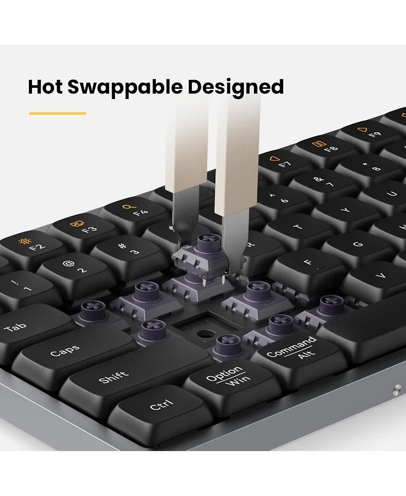 Lofree Flow Low-Profile Mechanical Keyboard, 100 Keys Rechargeable Wireless, Bluetooth & Wired, White Ghost Linear Switches for Windows, Mac
