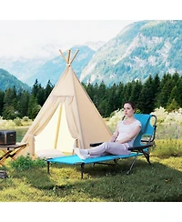 Outsunny Folding Lounge Chair w/ Reclining Back, ning Chair, Light