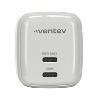 Ventev 65W Ultrafast Usb C Universal Dual GaN Mini Wall Charger-White