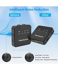 Zealsound Wireless Lavalier Mic 2-Pack, Bluetooth Lapel Mic for iPhone, Android, Camera, iPad, Tablet, Pc, Noise Cancel, Echo, for Video Recording