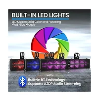 Pyle 32” Powered Atv/Utv Soundbar System - Built-in Stereo Amplifier w/ Wireless Bt Streaming and Led Lights