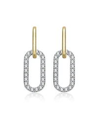 Rachel Glauber Two Tone with Clear Cubic Zirconia Drop Earrings