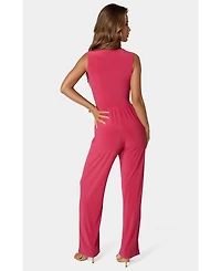 Bebe Women's Jersey Wrap Tie Jumpsuit