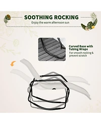 Rocking Sun Lounger, Chaise Lounge Rocker for Sunbathing, Sun Tanning, Foldable, Portable Outdoor Patio Chair, White
