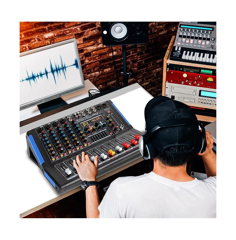 Pyle 6-Ch. Bluetooth Studio Mixer - Dj Controller Audio Mixing Console System