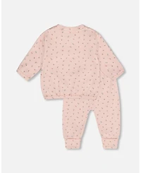 Deux par Baby Girls Cotton Pant with Top Set Pink Mini Floral