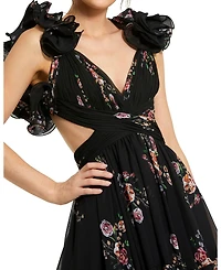 Mac Duggal Women's Tiered Floral Chiffon Lace-up Dress