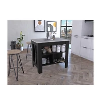 Slickblue Modern Kitchen Island with Storage Shelves and Drawer for Meal Prep and Organization