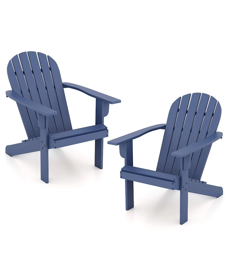 Gymax 2PCS Patio Adirondack Chair w/ Inclined Seat High Backrest & Wide Armrests