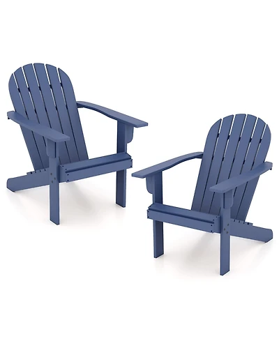 Gymax 2PCS Patio Adirondack Chair w/ Inclined Seat High Backrest & Wide Armrests