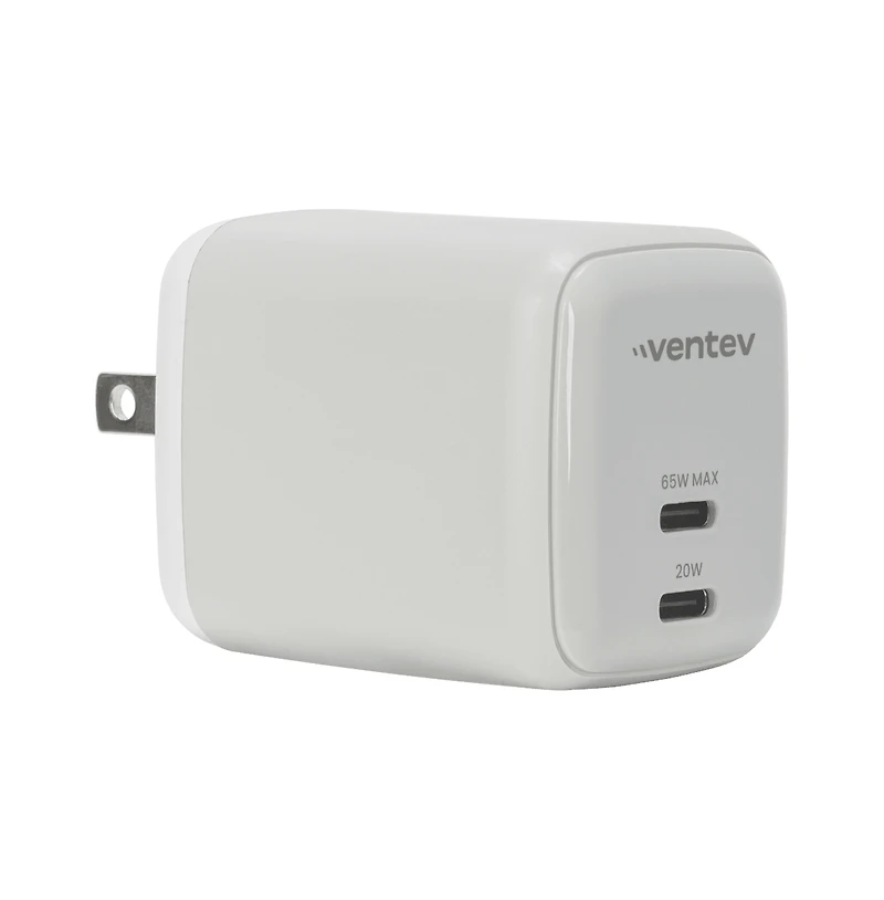 Ventev 65W Ultrafast Usb C Universal Dual GaN Mini Wall Charger