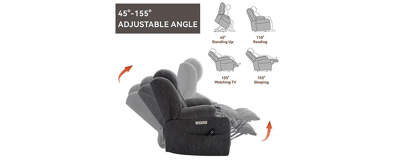 Power Lift Recliner Chair Recliners for Elderly with Heat and Massage Recliner Chair for Living Room with Infinite Position and Side Pocket,Usb Charge