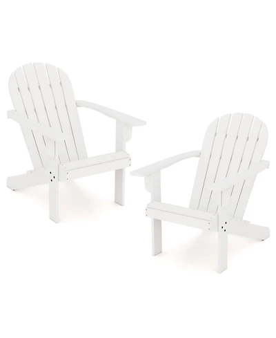 Gymax 2PCS Patio Adirondack Chair w/ Inclined Seat High Backrest & Wide Armrests