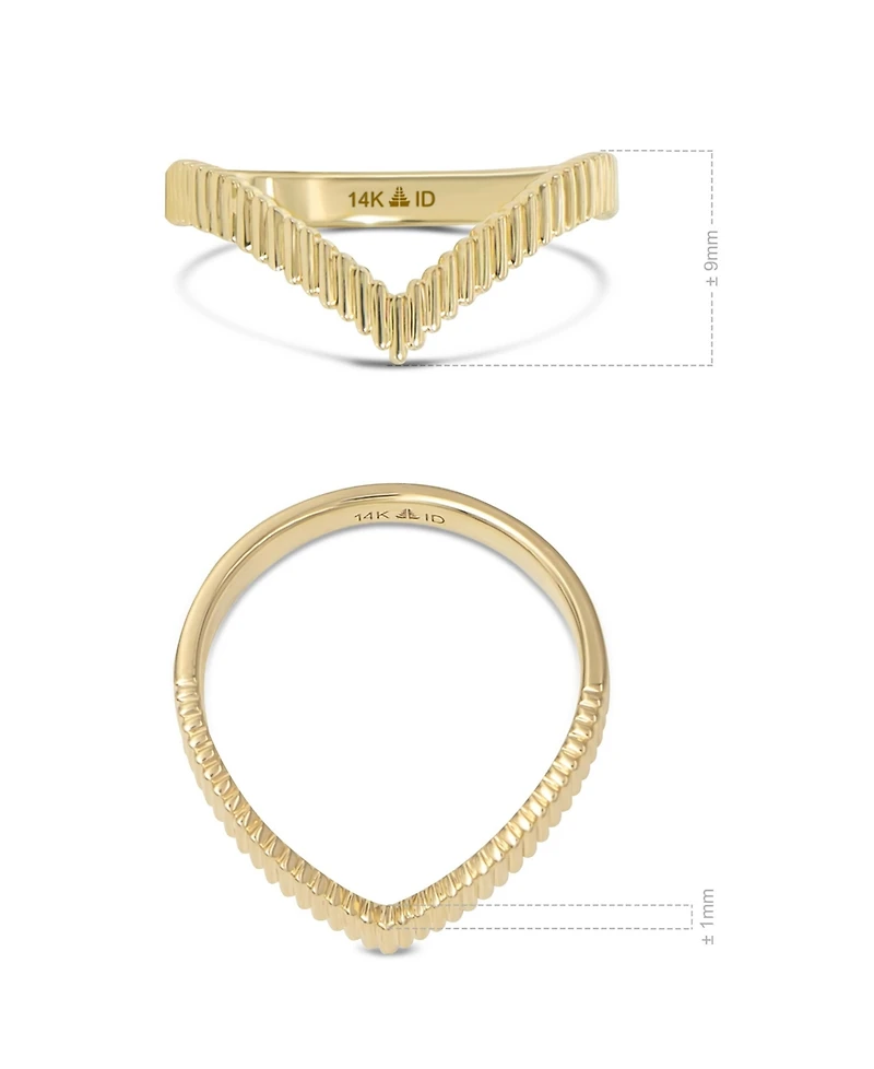 Devata Crown Wishbone Ring in 14K Gold, Size 9, approx. 2.6 grams.
