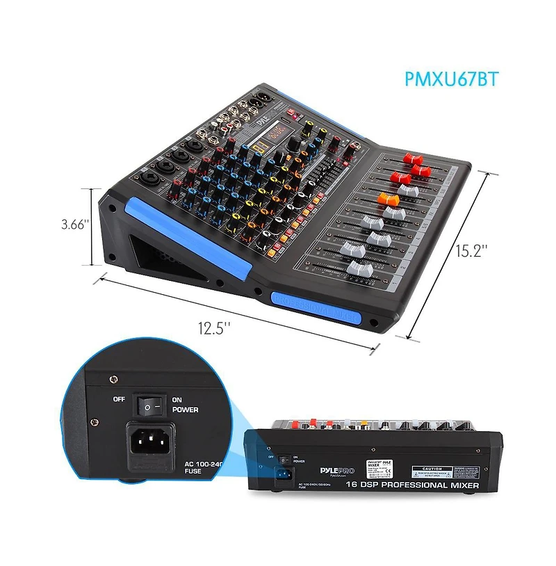 Pyle 6-Ch. Bluetooth Studio Mixer - Dj Controller Audio Mixing Console System